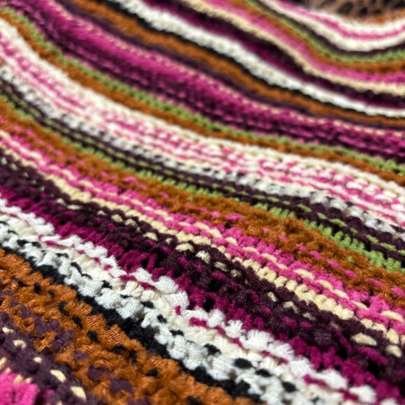 Boho JH Collectibles Striped Open Knit Sweater XL Multicolor LS Pullover - Picture 6 of 9